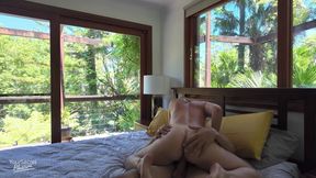 Sexy curvy blonde rides big dick for breakfast- POV doggy