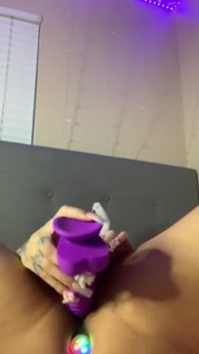 D.VA Bunny Fills up her TIGHT hole and plugs butt with light up plug