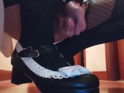 Cute crossdresser cum on kawaii shoes