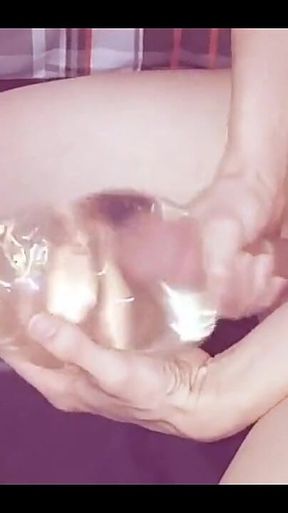 Fucking a Condom Filled with My Pee, Playing with Cum!