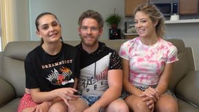 Two sexy girls lose basketball bet and strip naked