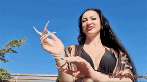 Extreme Stiletto Nails Worship In the Sunshine