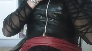 T-Model Holly smoking and milking her penis