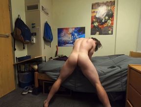 College muscle frat uses flashlight in dorm room