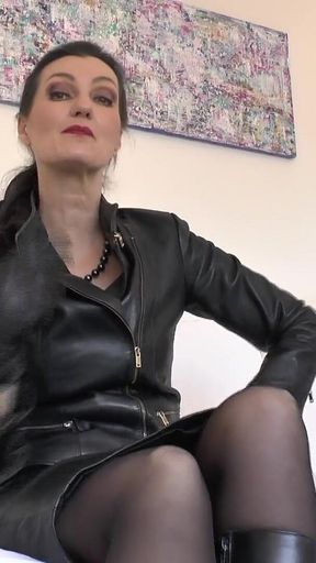 Squeaky Black Leather Gloves on! Sniff Them and JOI - Lady Victoria Valente