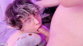 Femboy Mega-Bitch gives filthy oral pleasure to Hetero Pal