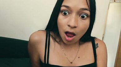 Lil Timy Creampies Cute 18yo Latina Sis While BF Grabs Food