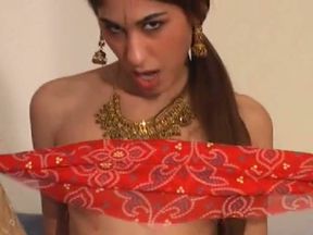 Hot skinny Indian teen chick stripteases and flashes her cunt