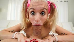 ”Emma Rosie shows off her shaft sucking skills on a big D”