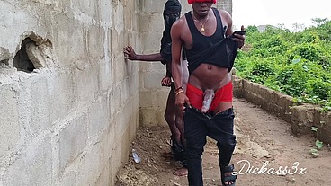 Dickass3x with his ebony slime waist outside uncompleted building banging his creamy bussy on the wall