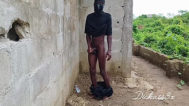 Dickass3x with his ebony slime waist outside uncompleted building banging his creamy bussy on the wall