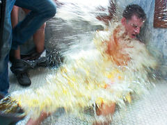 Bucket of PISS thrown over annihilated police man