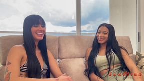 yenifer chacon and a delicious venezuelan brunette girl with big tits having hardcore sex with their coach on a balcony