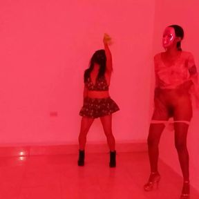 BEST FRIENDS GET TOGETHER TO DO A SENSUAL DANCE SHOWING VAGINAS