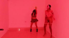 BEST FRIENDS GET TOGETHER TO DO A SENSUAL DANCE SHOWING VAGINAS