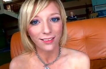 A petite blonde babysitter with pink nipples gets her tiny pussy stretched by a BBC