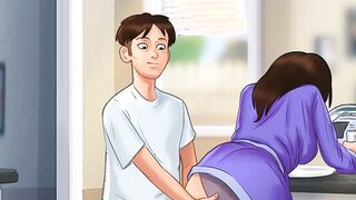 Summertime Saga: StepSon Finger Bang His StepMoms Twat Into The Kitchen-Ep179