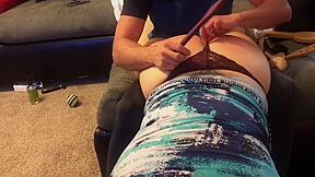 Girlfriend Gets Wheelbarrow Butt Blistering With Paddles, Wooden Spoons And Brush
