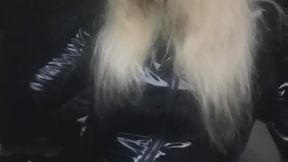 Smoking lustfull in pvc catsuit craving the next cig already