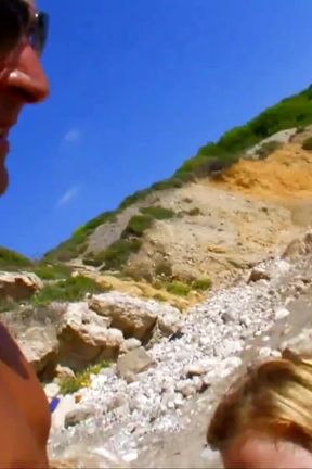 French chubby woman with big boobs rides a hard cock on the beach