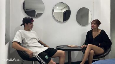 College friend swallows every drop after class blowjob