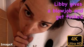 Libby gives a blowjob and get fucked