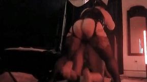 Femdom Pegging in a Cage Fan Fuck
