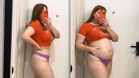 Inflated belly by drinking and enema