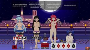 Busty anime babes play strip poker and get wild