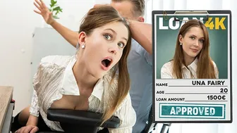 Russian teen Una Fairy gets spanked by a loan manager in the office