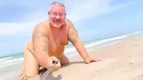 Some Random Fat Straight Old Fat Grey Haired Man Let Me Video Him as He Has Naked Day and Cums Big at the Beach