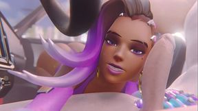 Sombra loves huge cock in Overwatch-themed orgy