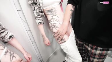 Fucked in the pimeroom of a sales consultant. Pussy rubbing - pinkloving