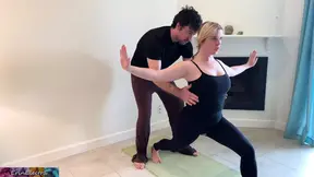 Curvy MILF gets stretched and cummed on during yoga workout