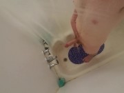 Red Stoned Fox plays with his big cock in the shower