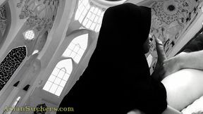 AsianSuckers muslim TEEN in hijab sucks sperm from a white cock- version 2- as wmv