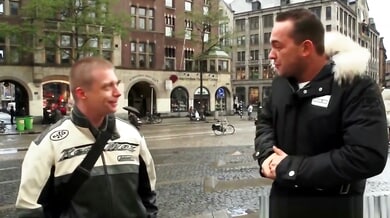 Blonde in lace stockings shares passionate Amsterdam tryst with local man