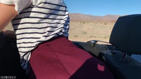 Public teen sex in the convertible car on a way to Las Vegas - Eva Elfie