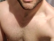 Francis Dick Stroking Big Uncut Dick in Gym Shower