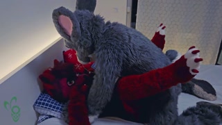 Furry bunny fucks a tiny hot female wolf (Murrsuit Porn)