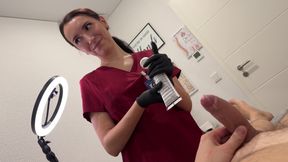 Laser on balls, cock in throat
