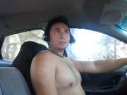 Karis shows off big nipples on hes way to a hot outdoor spot for loads of cum and fun.