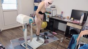 Amateur massage with vibrator naked brunette. Hairy latina pussy, big tits, big ass.
