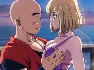 Android eighteen & Krillin beach abode Excitement - Romantic CG Hentai