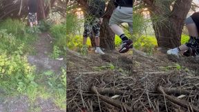 amateur boys in sneakers cruising in the woods - home made video