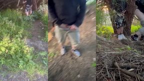 amateur boys in sneakers cruising in the woods - home made video