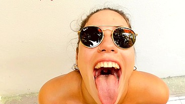 Hostel deep throat, anal fuck and cum gargle swallow