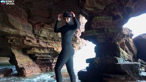 Wetsuit Cave Encounter: Secret Fun with Mysterious Stranger - AVI
