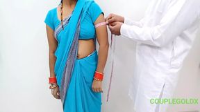Helping Indian girl to stick her bloose