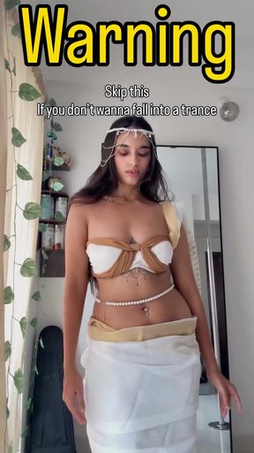 Blonde actress poses in a desi saree for bollywood dance tiktok video